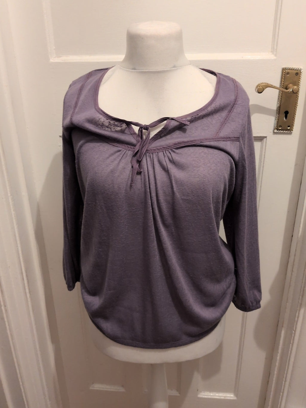 Marks And Spencer 14 Lilac Long Sleeve Blouse Top