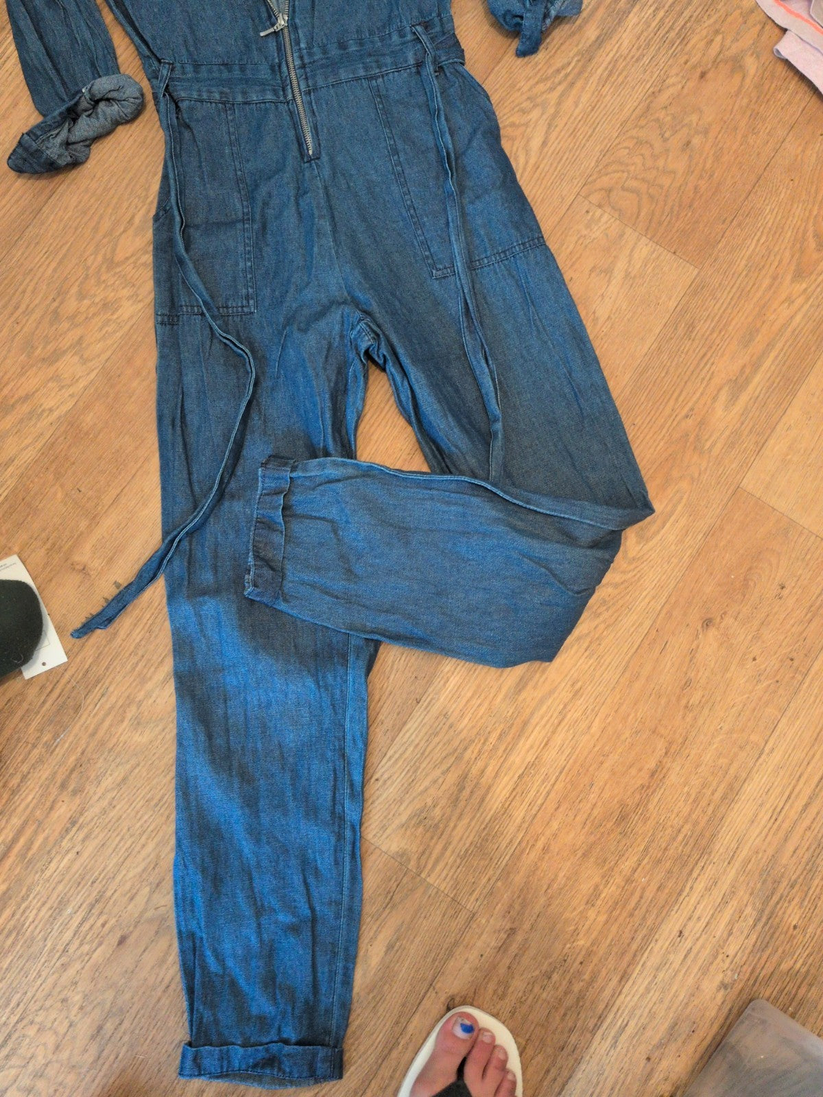 Next 8 Denim Long Sleeve Jumpsuit