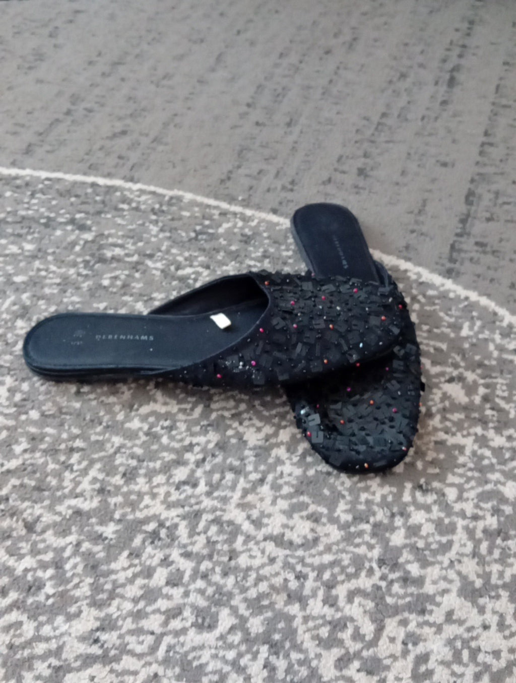 Ladoes Debenhams Black Sparkly Slip Ons Size 5 Free Delivery