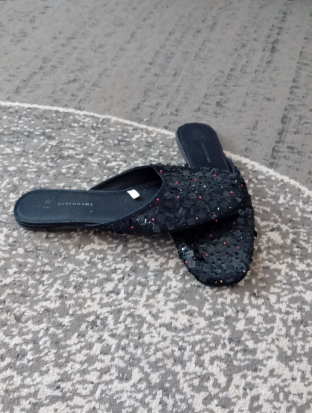 Ladoes Debenhams Black Sparkly Slip Ons Size 5 Free Delivery