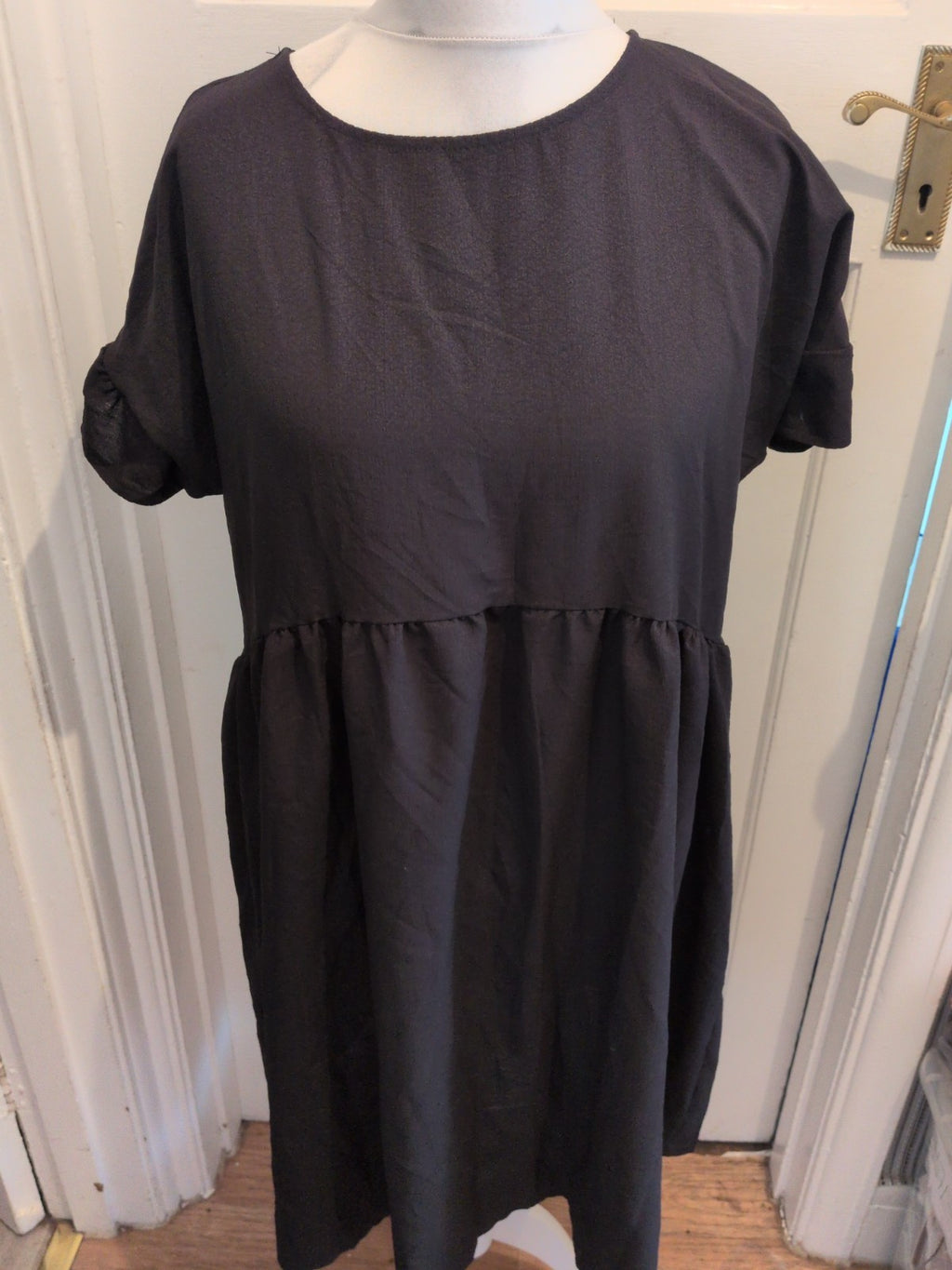 Large Black Short Sleeve Fit And Flare Dress