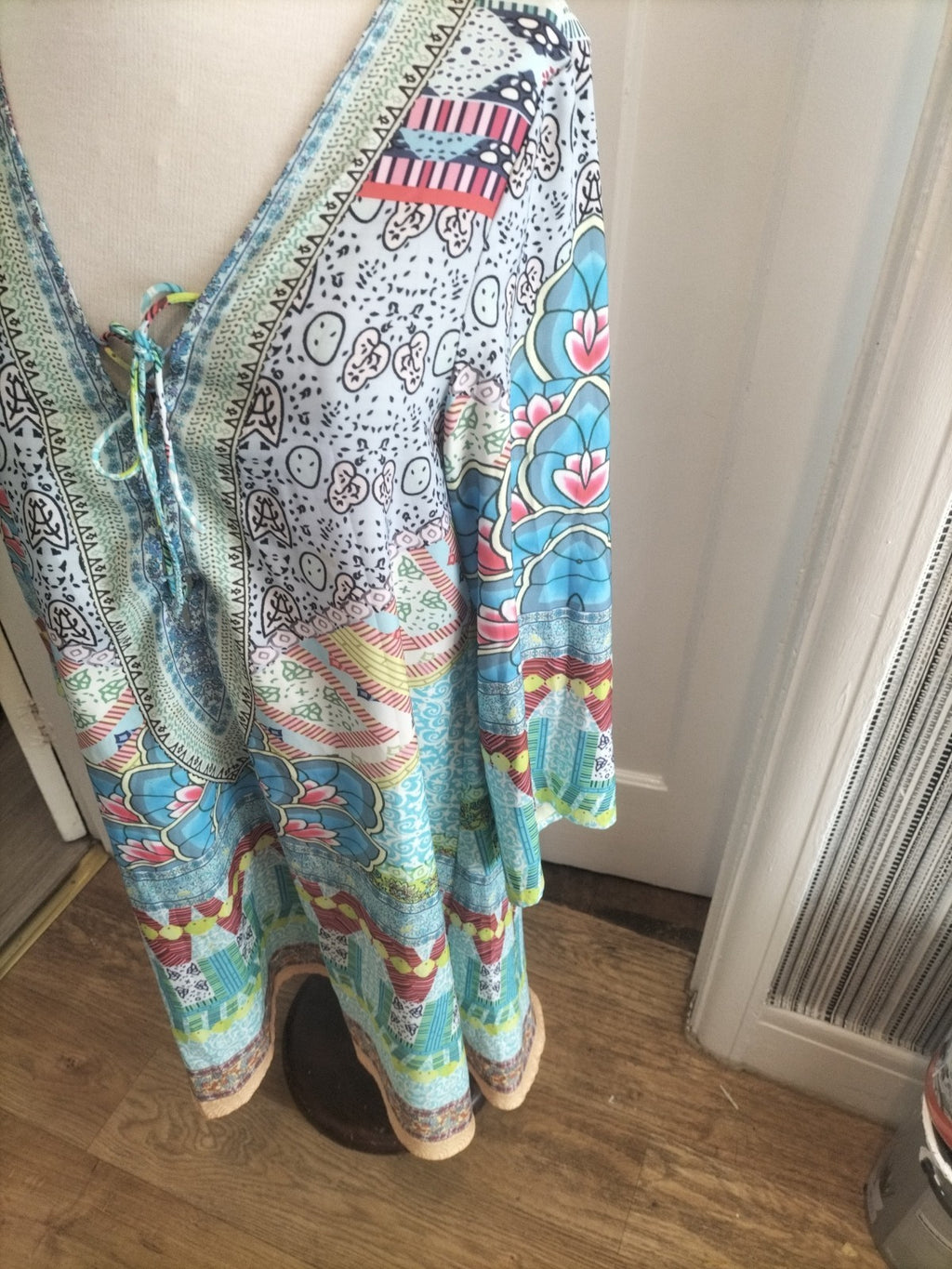 Ladies Small Multi Coloured Floral Aztec Mid Sleeved Dress