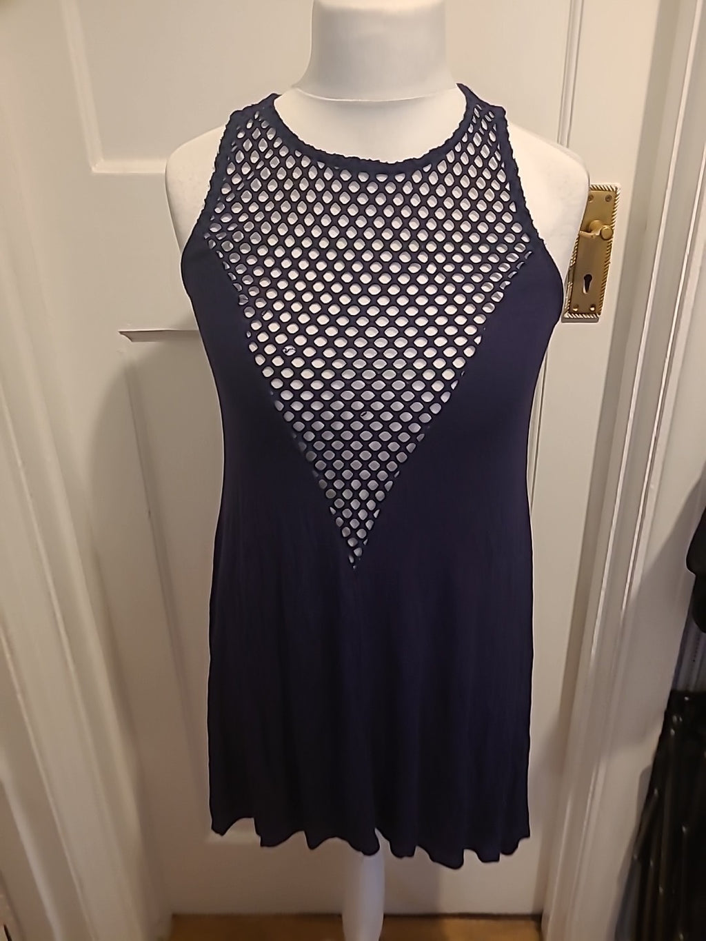 Ladies Lily Bleu Size Medium Navy Sleeveless Dress/Blouse