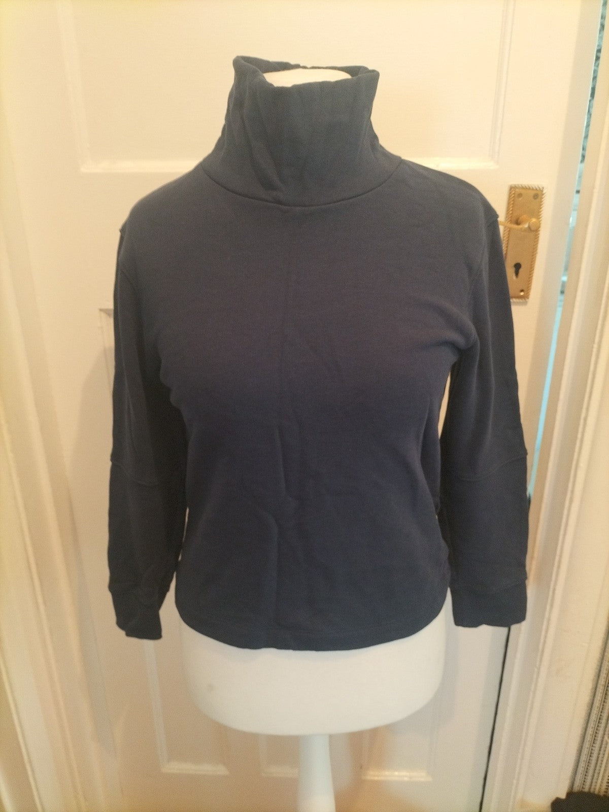 Ladies Marks And Spencer Size 6 Navy High Neck Long Sleeved Jumper