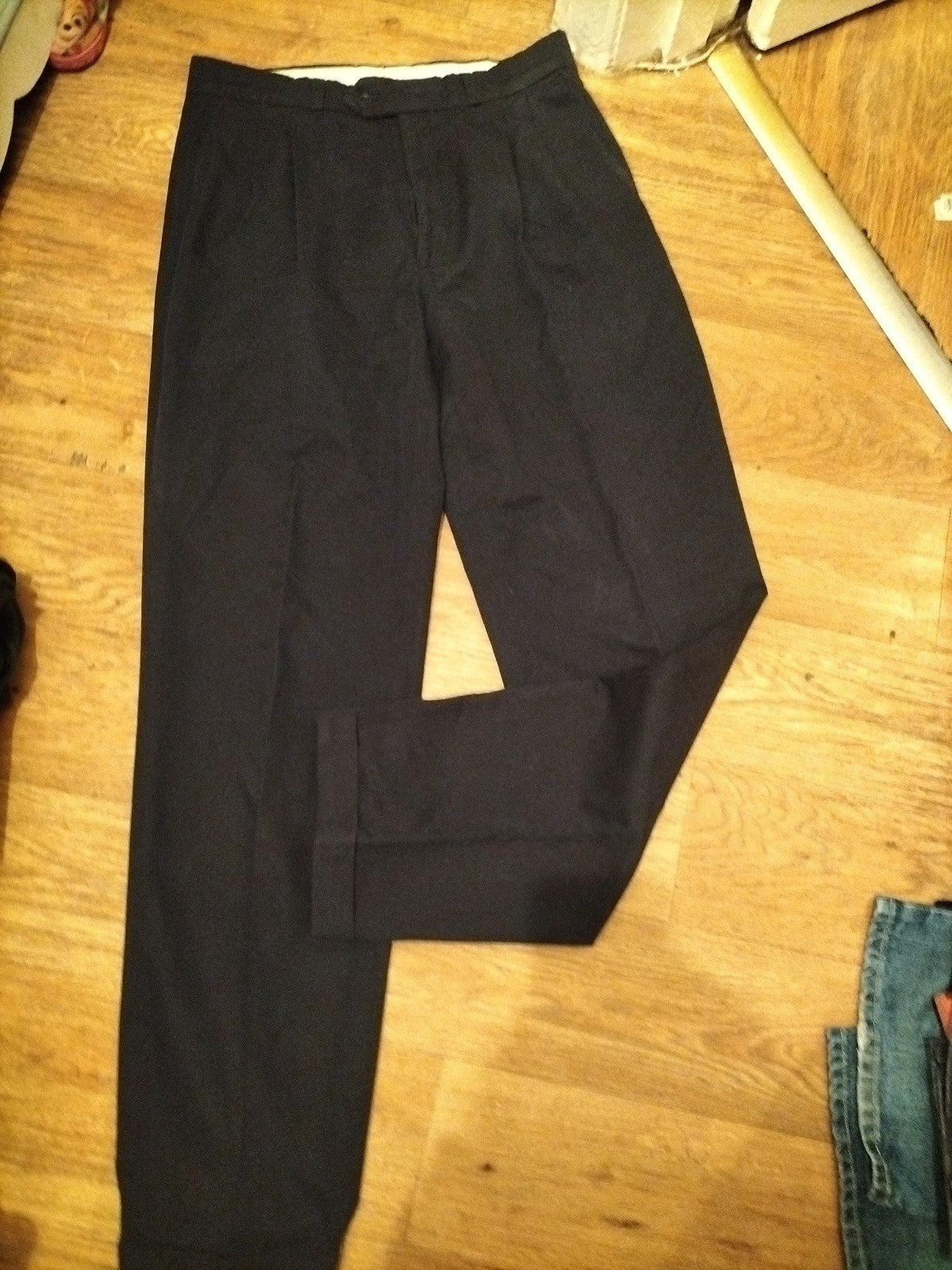 Mens Debenhams Size 32x33.5 Navy Trousers Smart