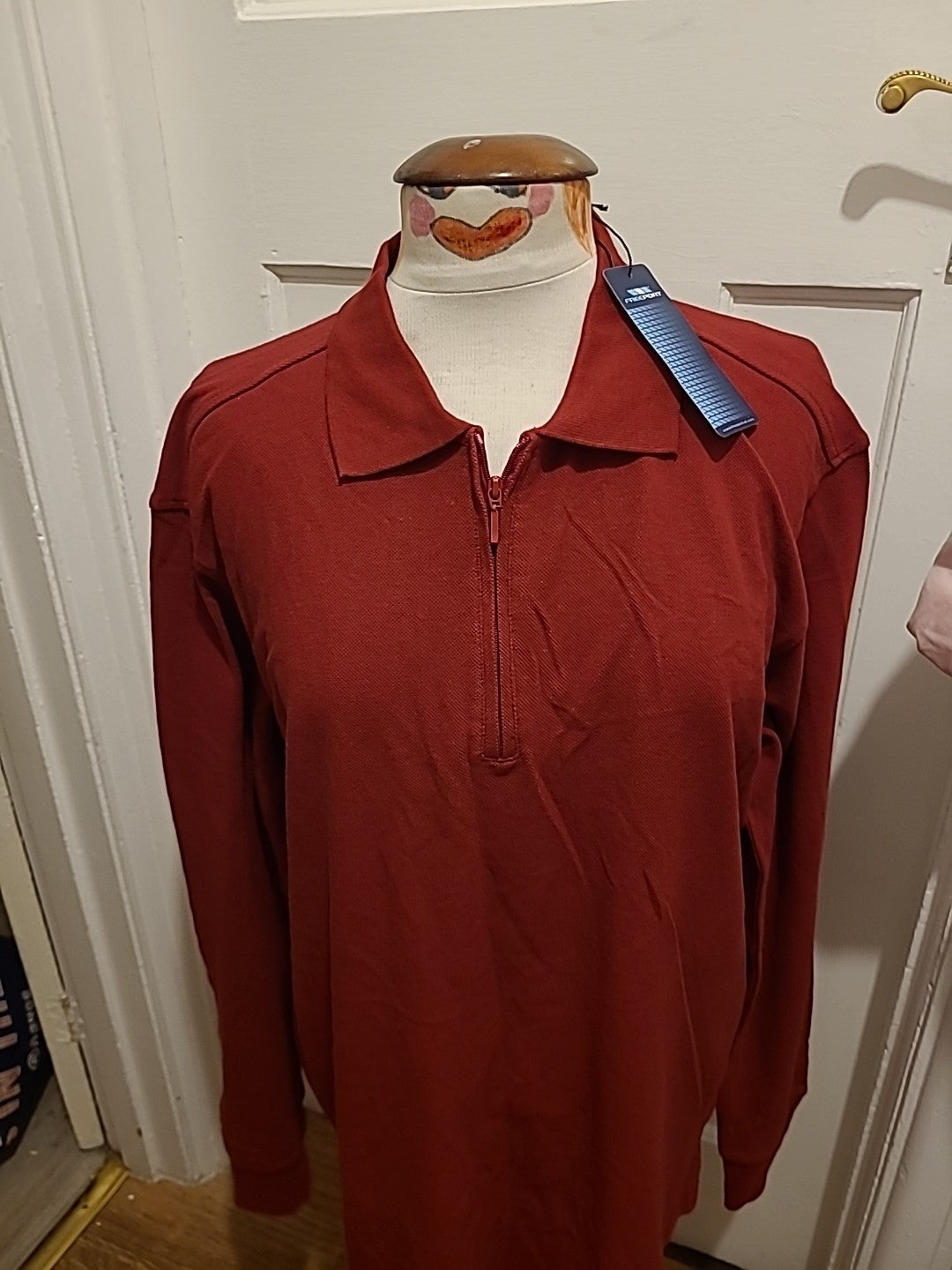 Mens Freeport Size XL Red Long Sleeved Polo