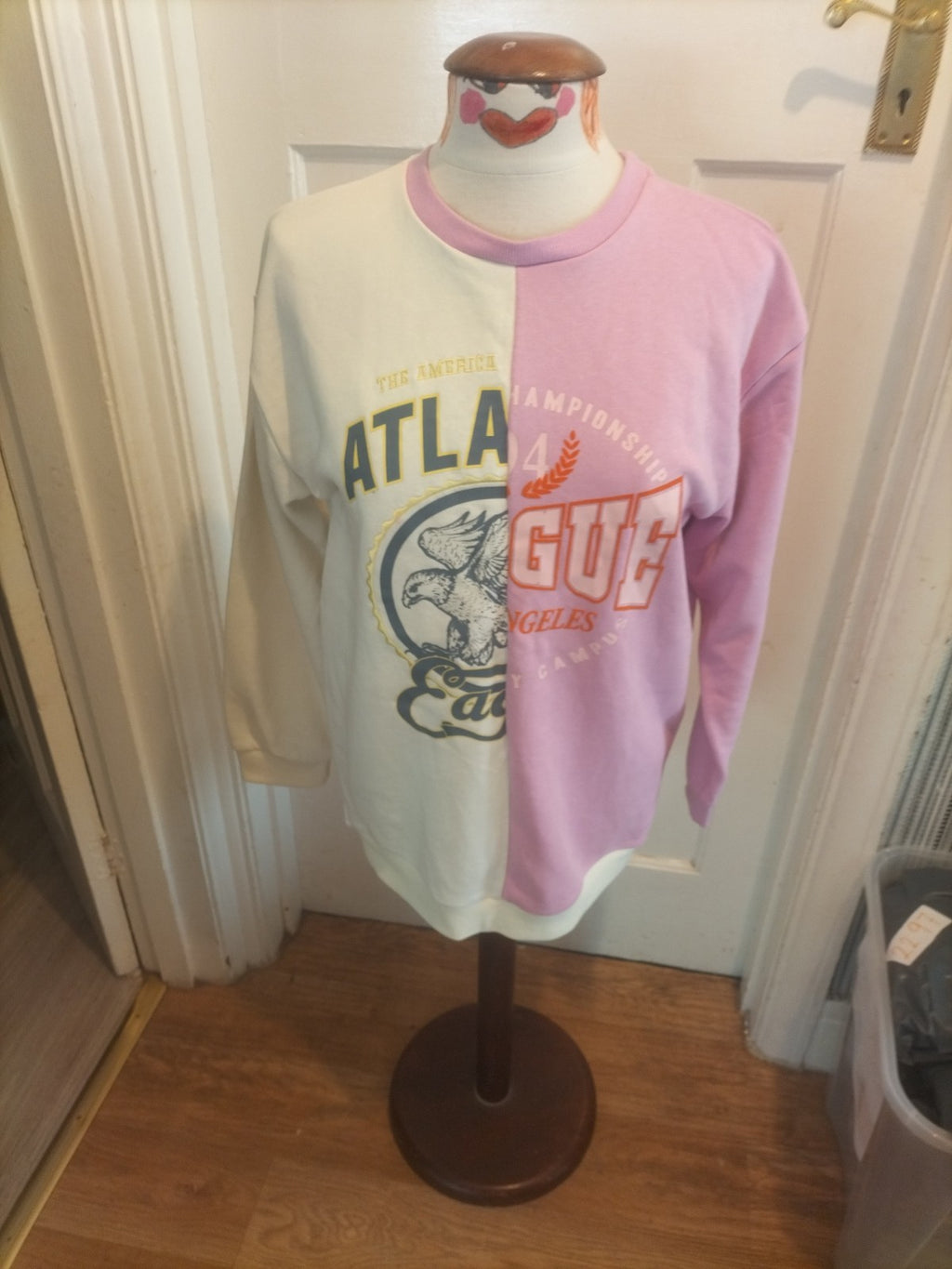 Girls Primark 13-14 Years Pink White American Football Jumper