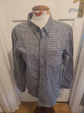Mens Copper & Black Size Large Regular Slim Fit Grey Check Shirt