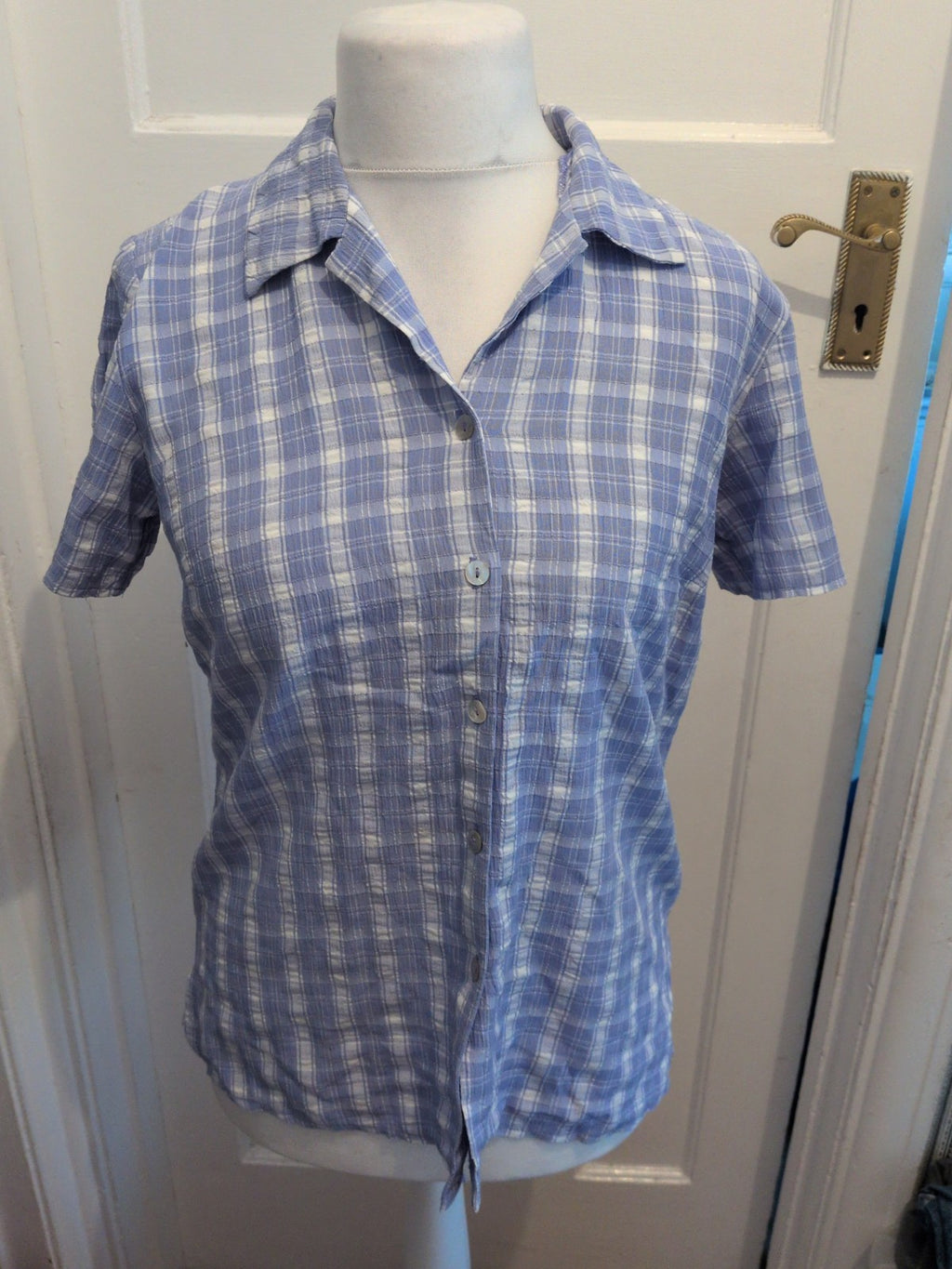 Sara Woman 10-12 Purple/White Short Sleeve Pyjama Top