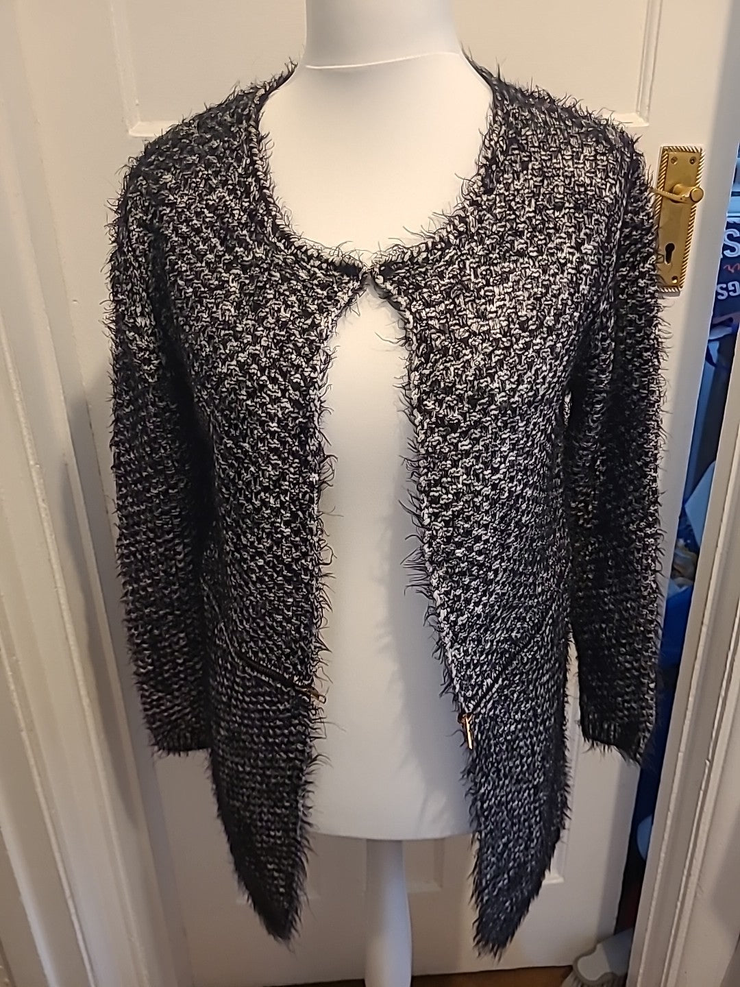 Ladies For Ever Size S/M Black White Supersoft Cardigan
