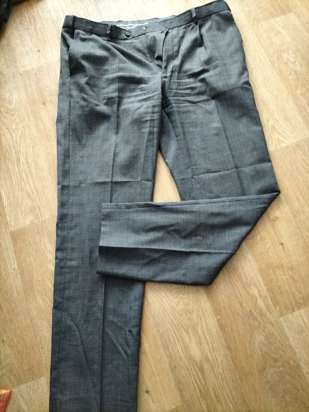 Mens M&S Collection Size 38/33 Grey Formal Smart Trousers