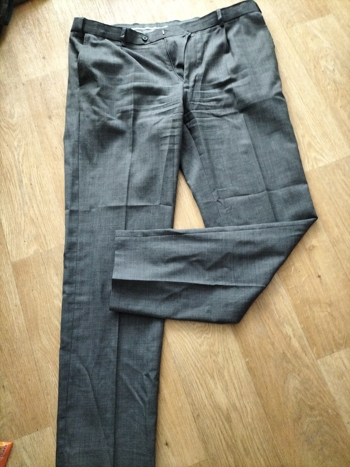 Mens M&S Collection Size 38/33 Grey Formal Smart Trousers