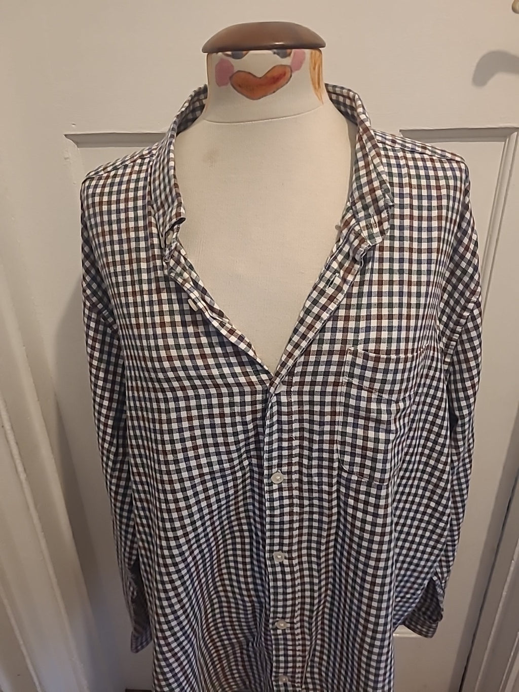 Mens Tu Size 2XL Green/Brown/Blue Check Long Sleeved Shirt