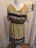 5XL Yellow Aztec Pattern Fit And Flare Dress