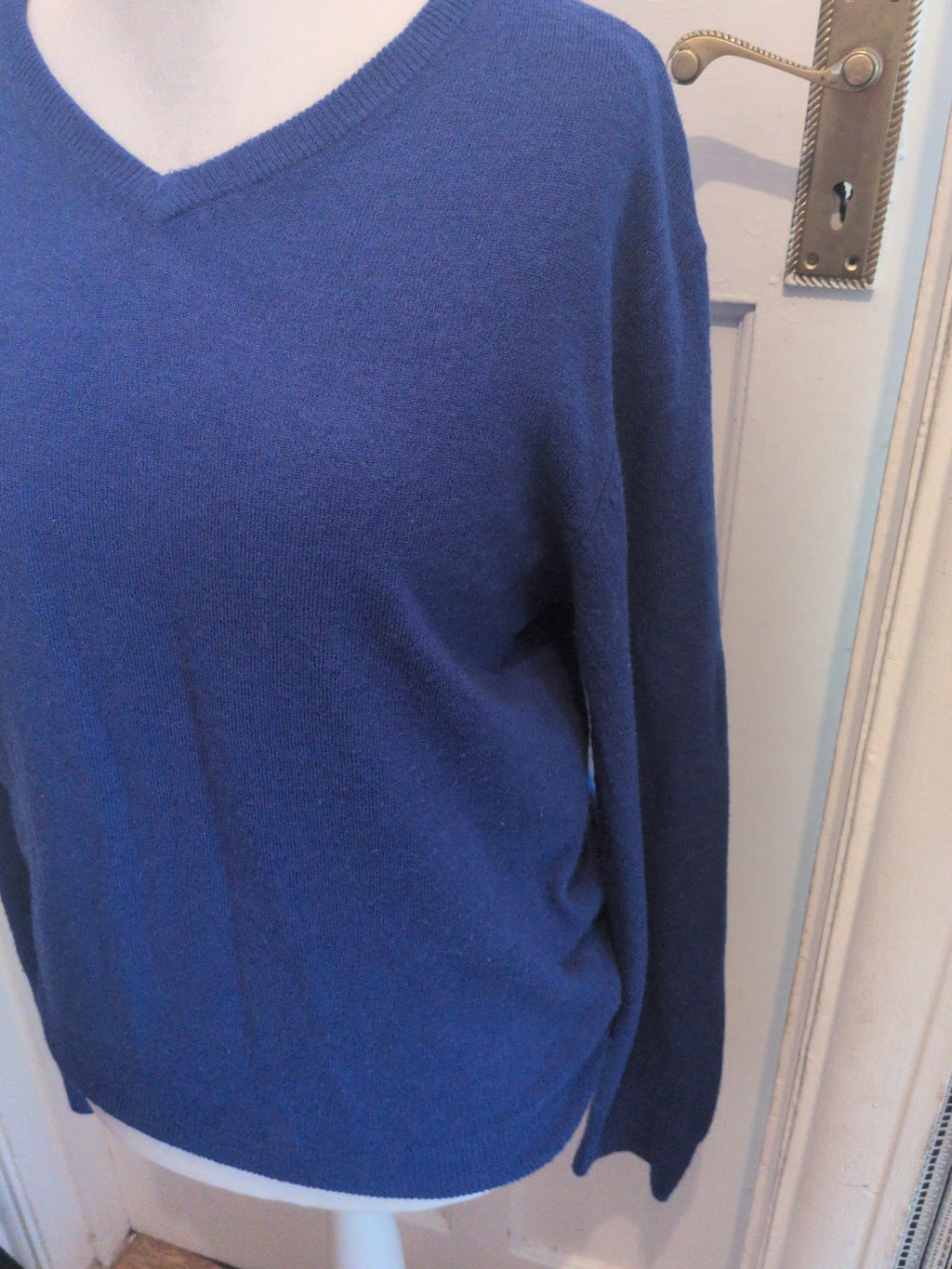 Peacocks Medium Deep Blue Ultra Soft V Neck Jumper