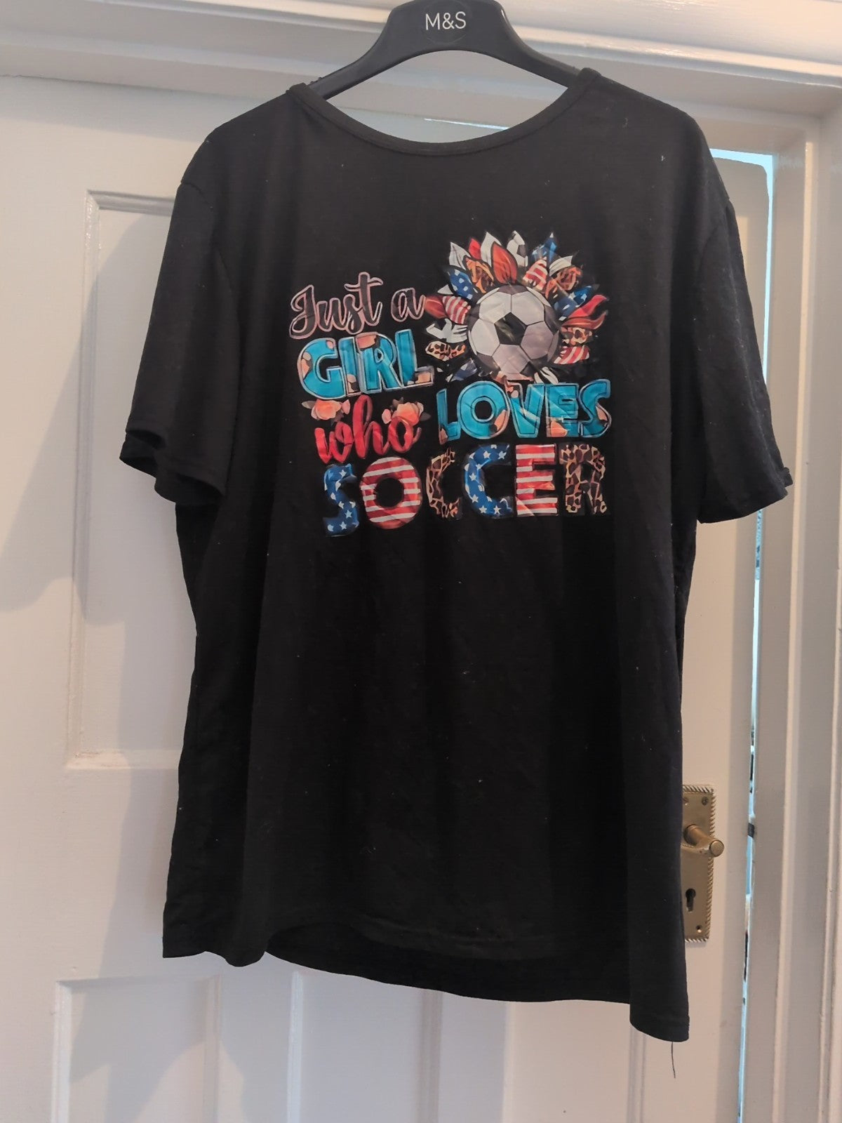 XL Black Girl Loves Soccer T-shirt