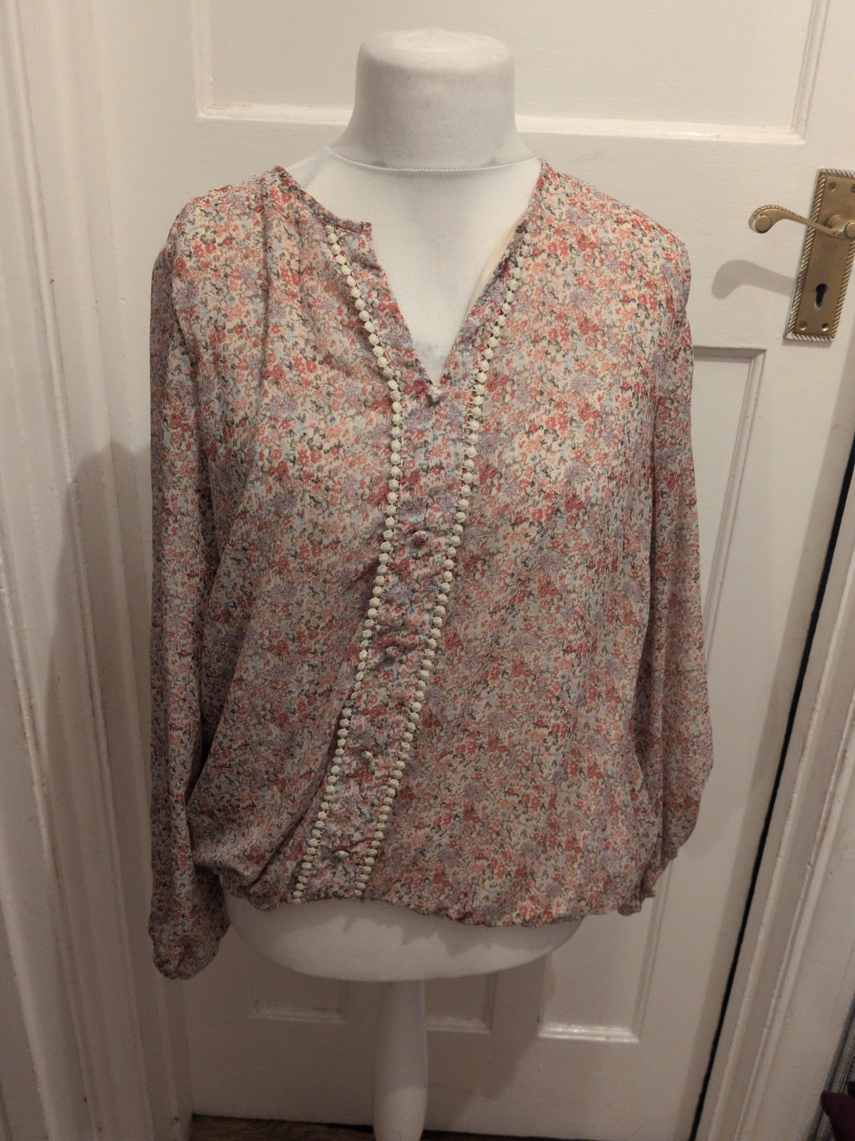 Bonmarche 16 Multicoloured Floral Long Sleeve Lined Blouse