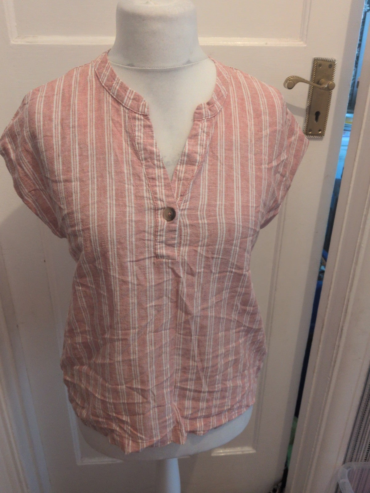 Esmara 8 Pink White Stripe Short Sleeve Blouse T-shirt