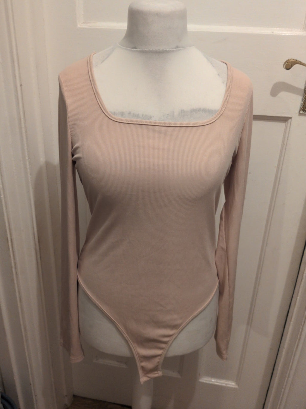 Ladies Shein Size XL Tall Beige Long Sleeve Bodysuit