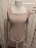 Ladies Shein Size XL Tall Beige Long Sleeve Bodysuit