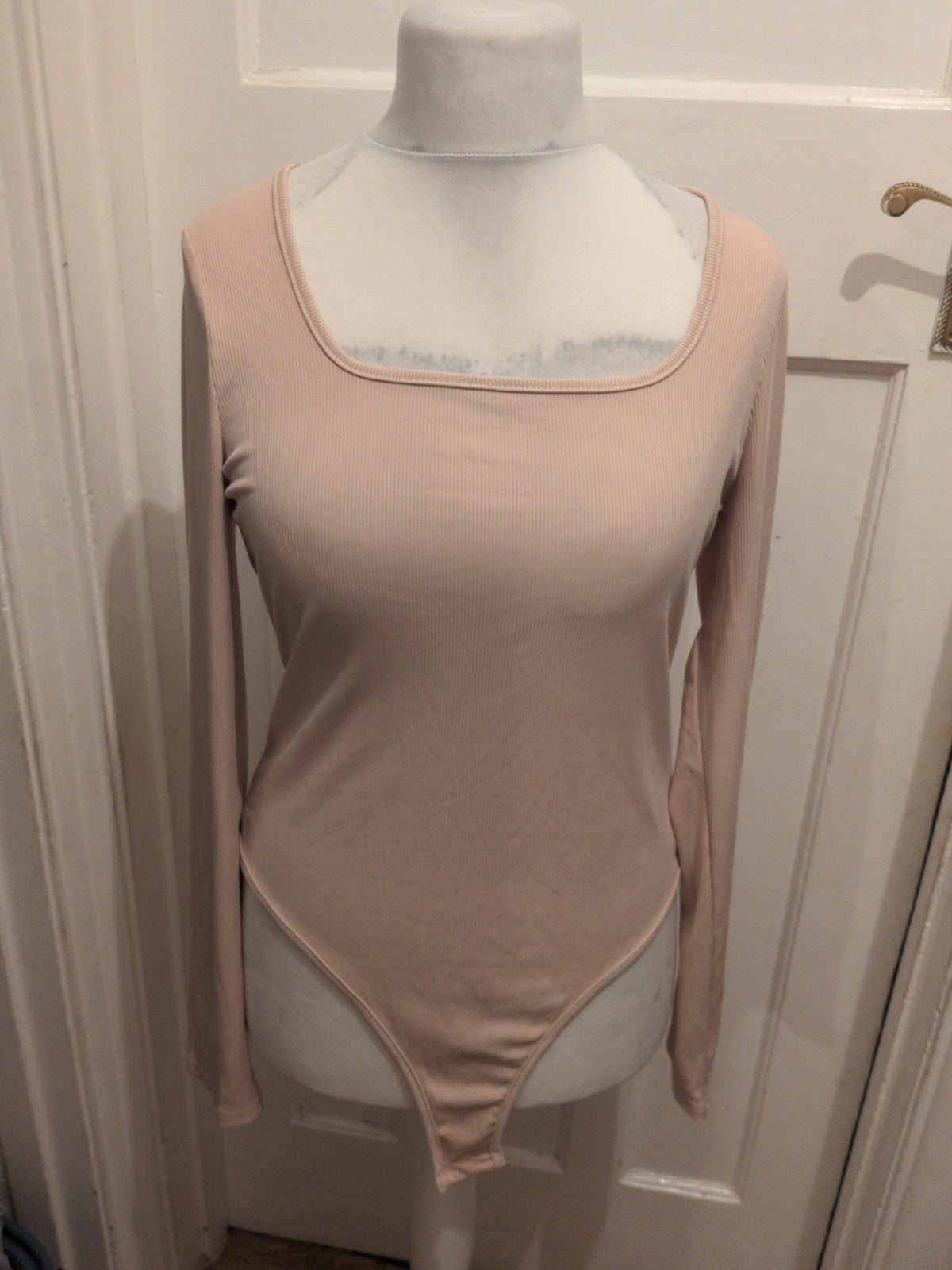 Ladies Shein Size XL Tall Beige Long Sleeve Bodysuit