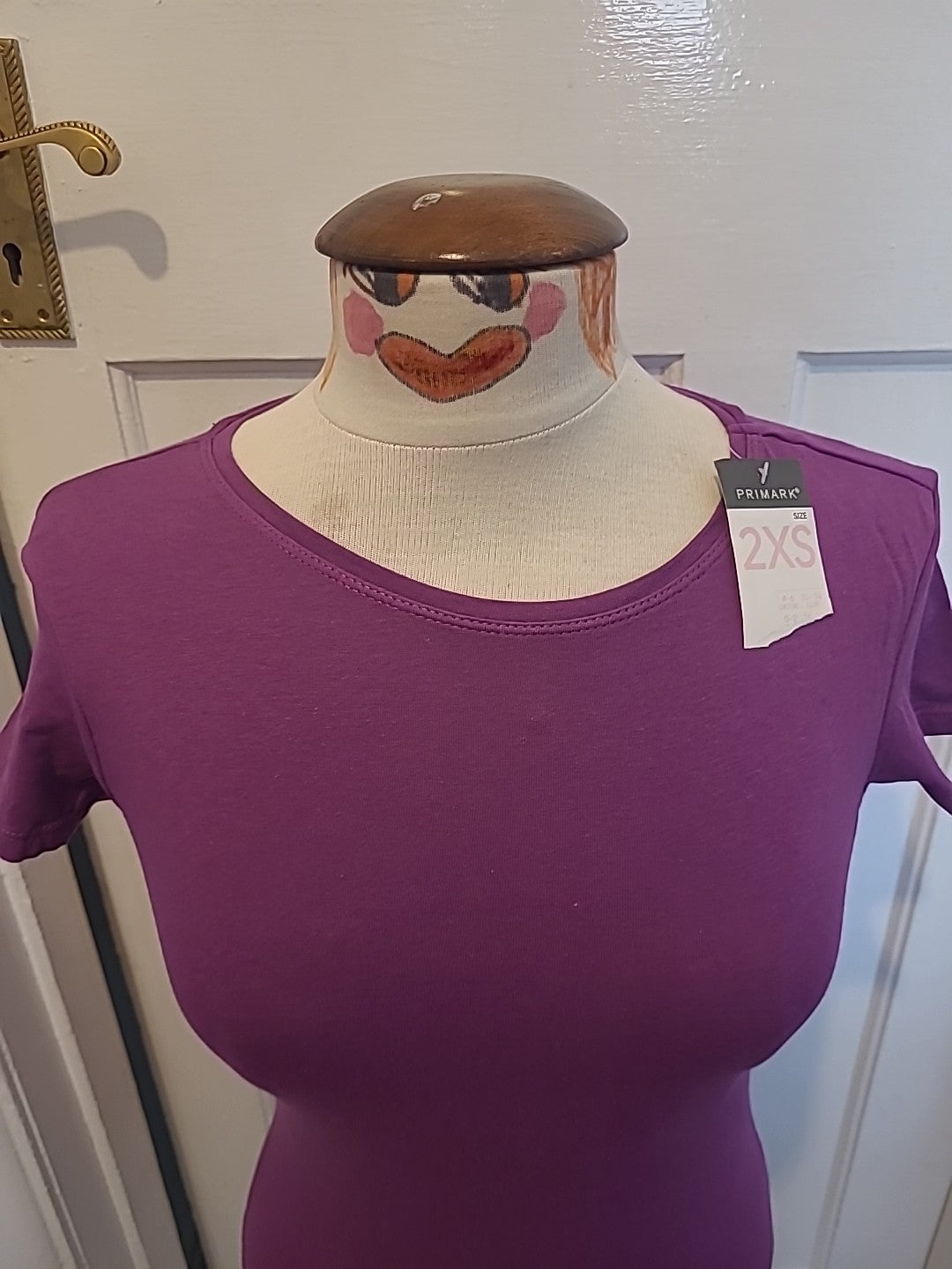 Brand New Ladies Primark Size 2XS Purple Stretch Crew Tshirt