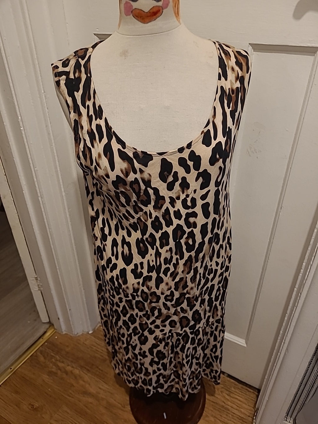 Ladies Marks And Spencer Size 12 Leopard Print Sleeveless Scoop Neck Dress