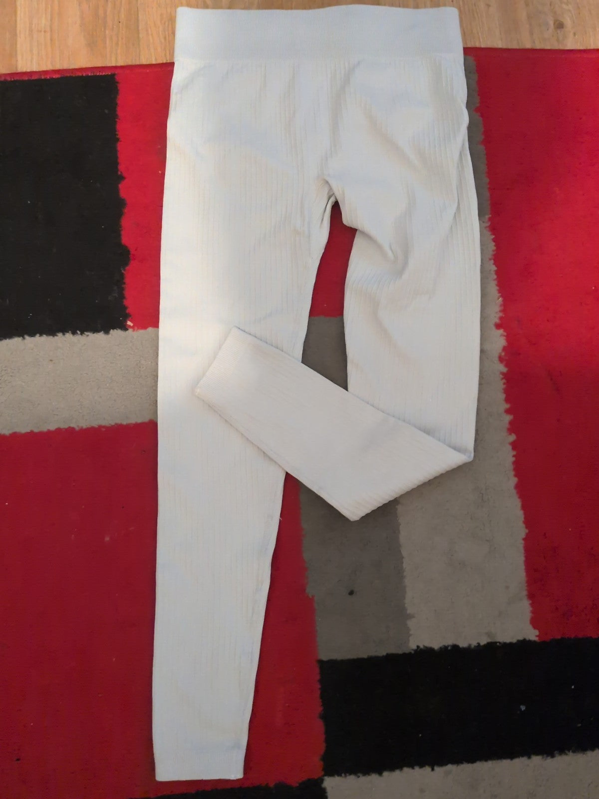 Ladies Size XL White Ribbed Leggings Compression
