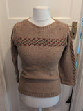 Ladies Dorothy Perkins Size Small Pale Brown Knit Jumper