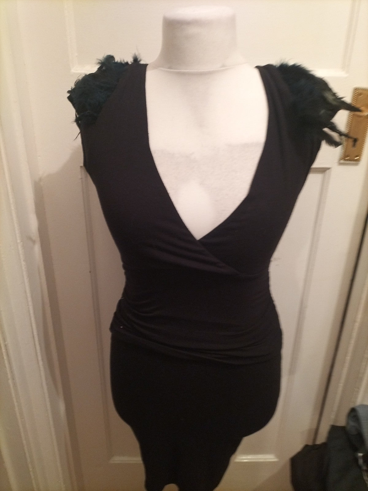 Ladies Lipsy Size 10 Black Layered Padded Fluffy Dress