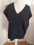 Mens Peacocks Size M Black Short Sleeved V Neck Jumper