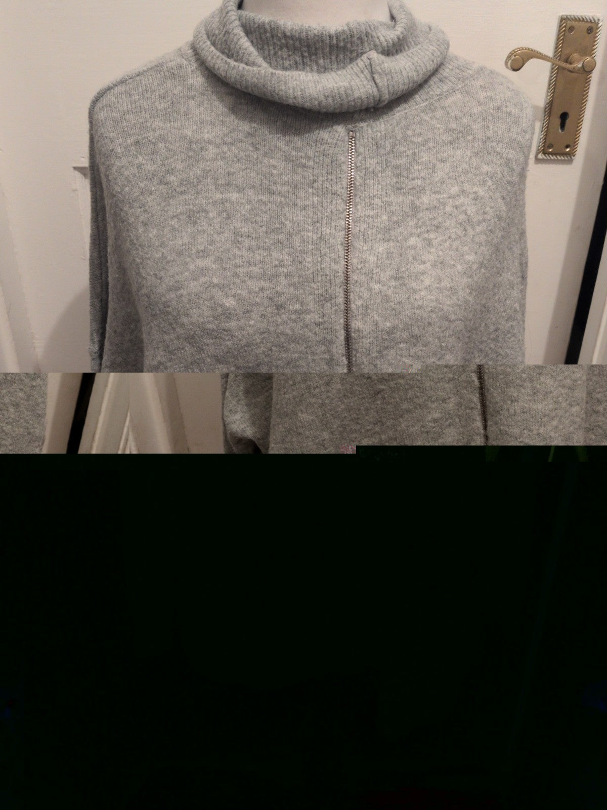 Topshop 14 Grey Long Sleeve Full Zip High Neck Jumper