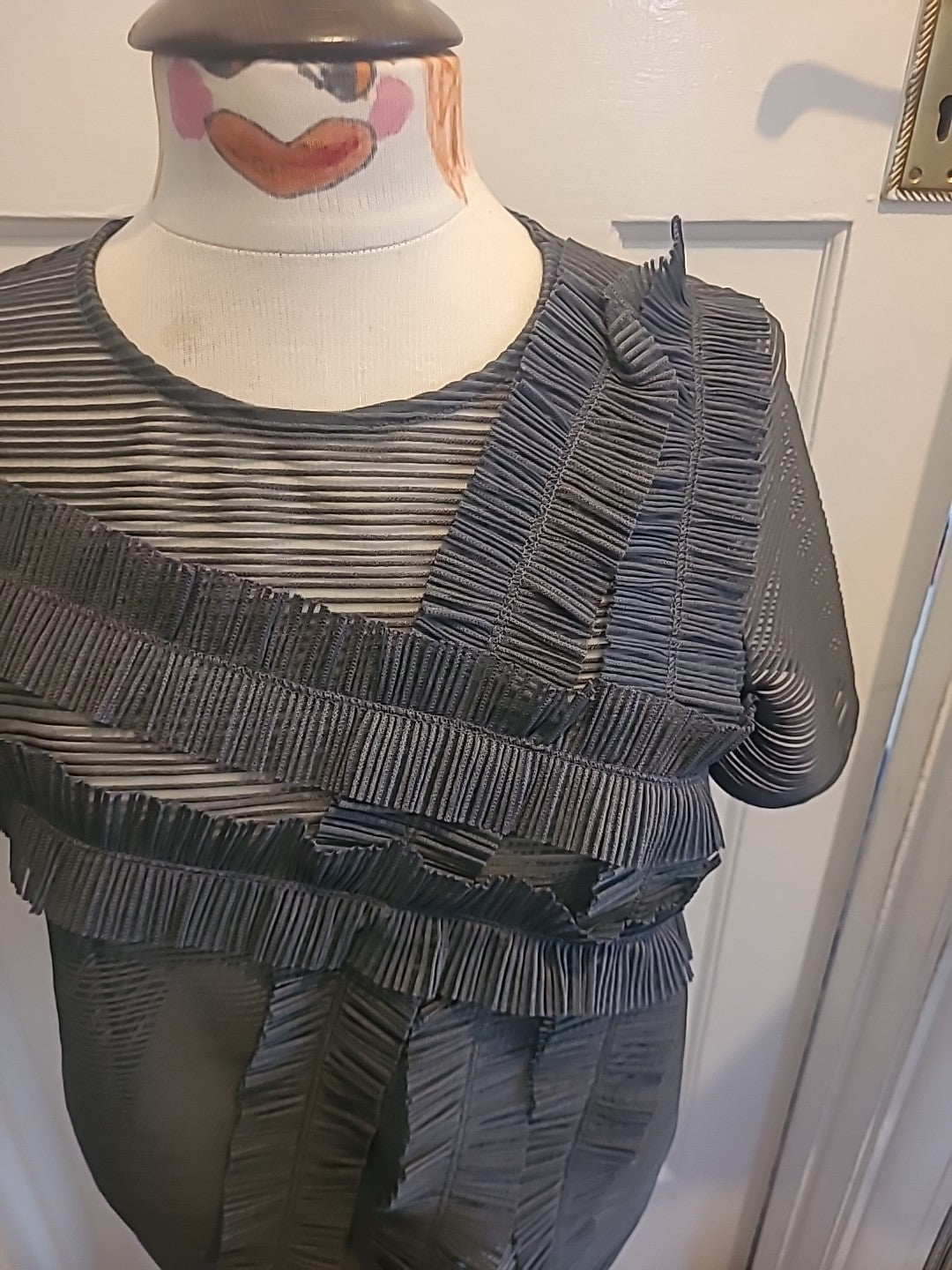 Ladies Next Size 8 Grey See Through Short Sleeved Tshirt