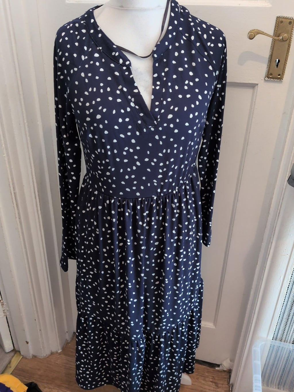 Pep&Coedoum Navy Spot Long Sleeve Dress