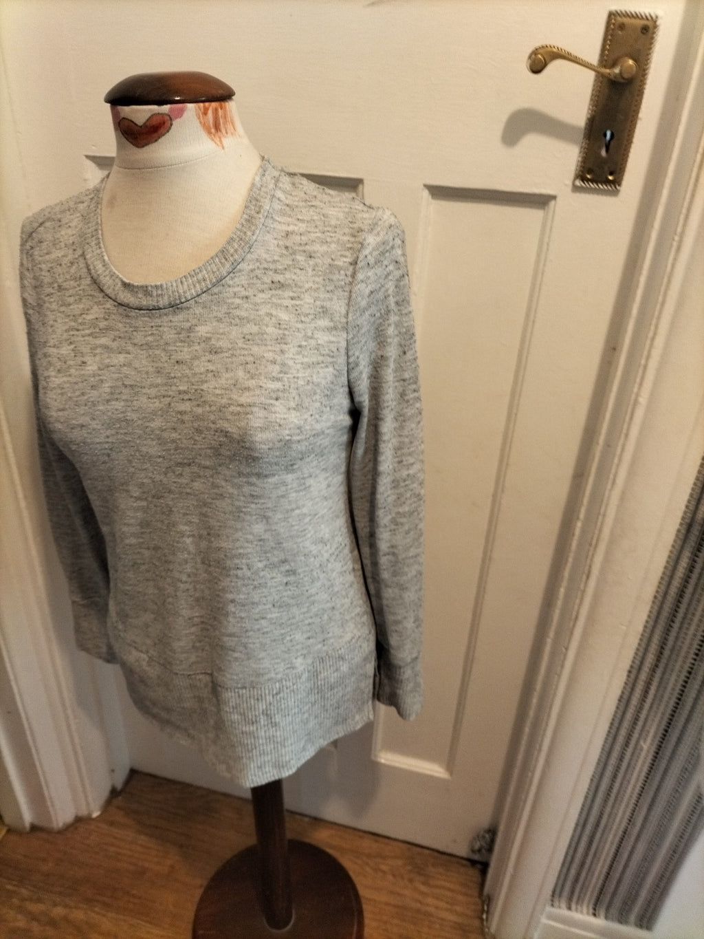 Ladies George Size Small Grey Long Sleeved Lightweight Jumper(Bobbling)