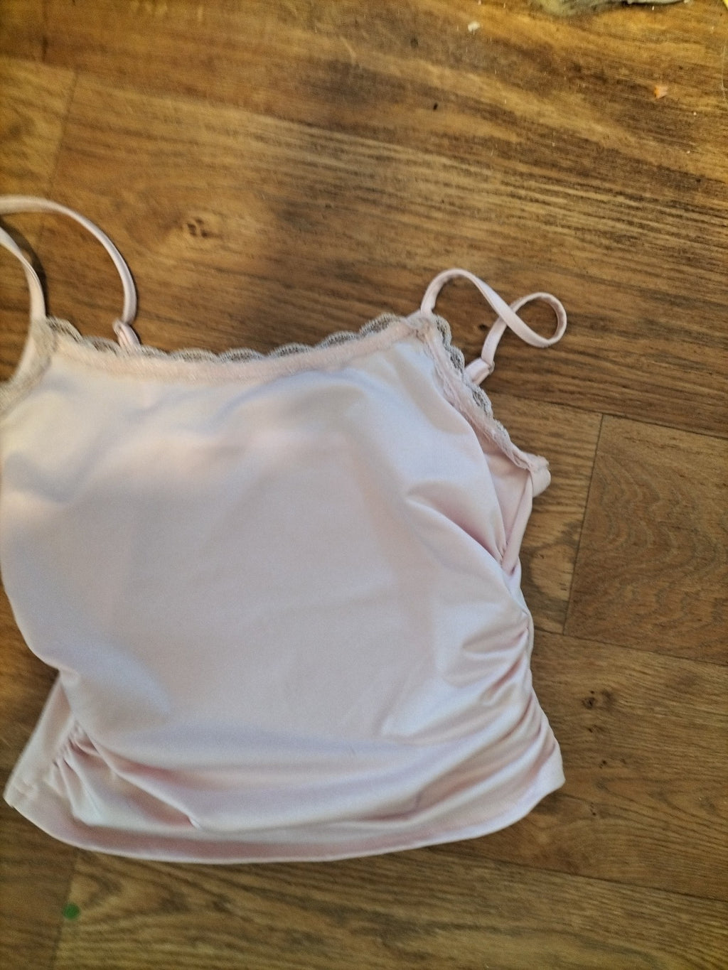 Ladies Shein Size Small Baby Pink Sleeveless Ruched Top