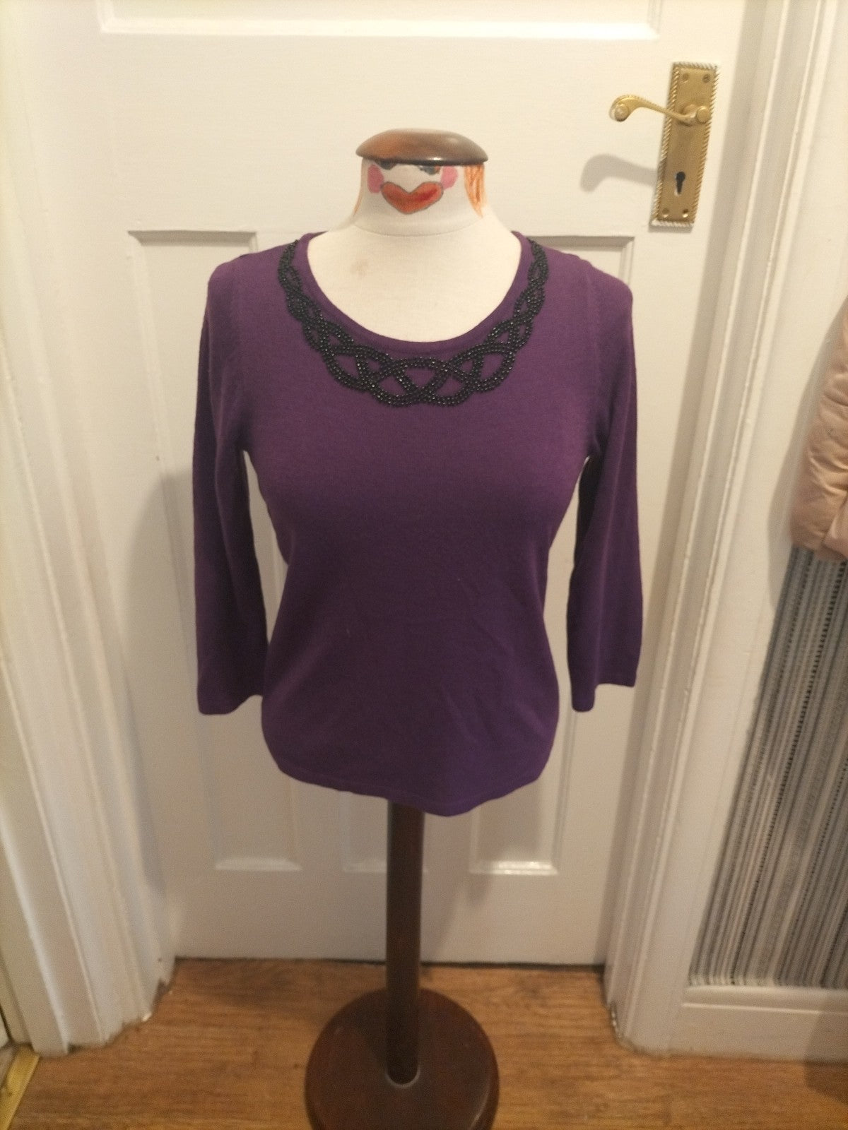 Ladies Marks And Spencer Size 8 Purple Long Sleeved Lightweight Pullover Jumper