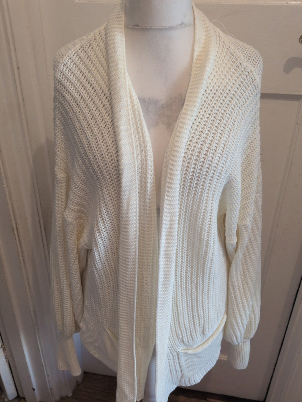 Ladies Size Large Cream Knit Acrylic Cardigan