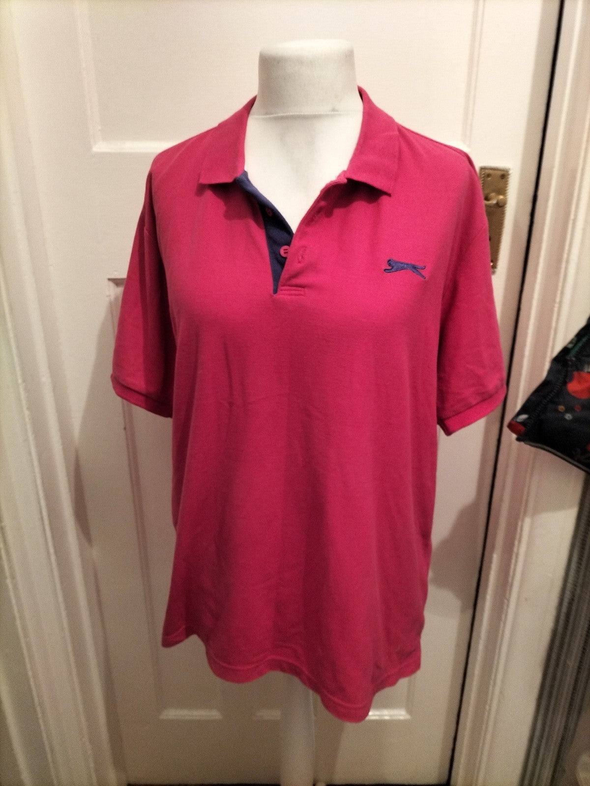 Mens Slazenger Size XL Pink Short Sleeved Collared Polo