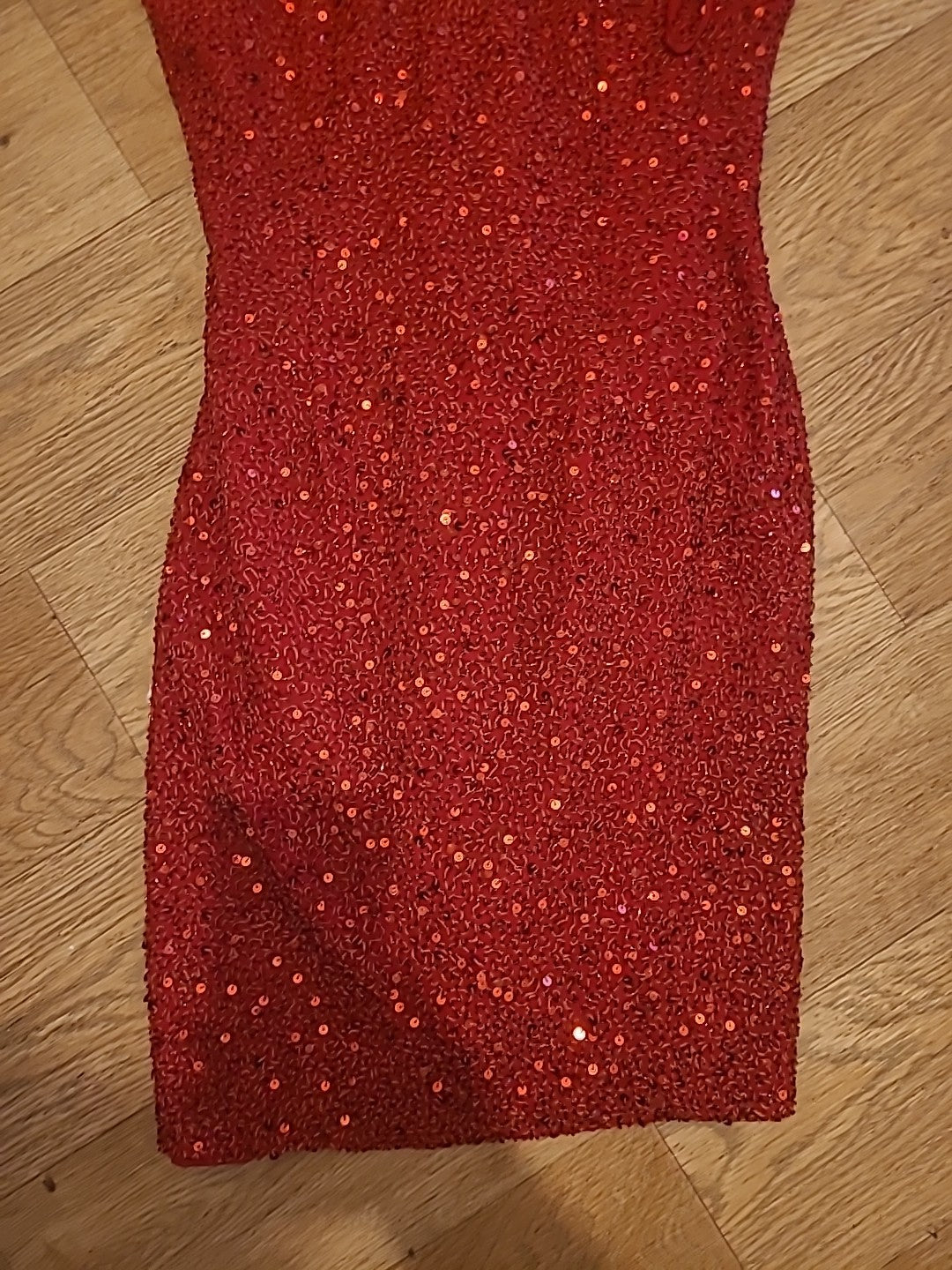 Ladies Creative Creations Size Small Red Sequin Scoop Neck Dress Vintage