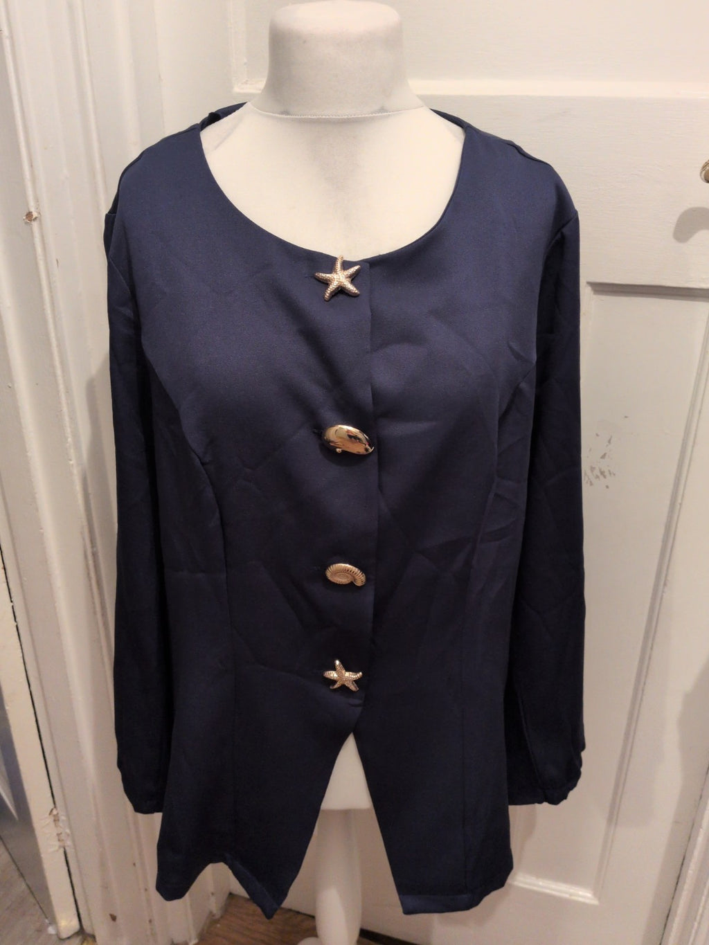 Shein 3xl Sea Creatures Buttons Long Sleeve Blouse