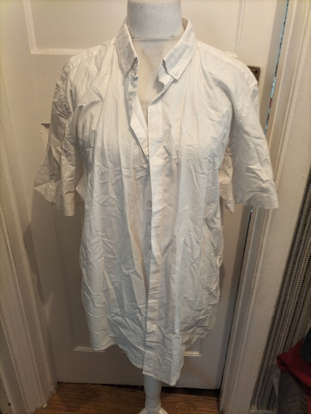 Mens Primark Size 2XL White Slim Fit Short Sleeved Shirt