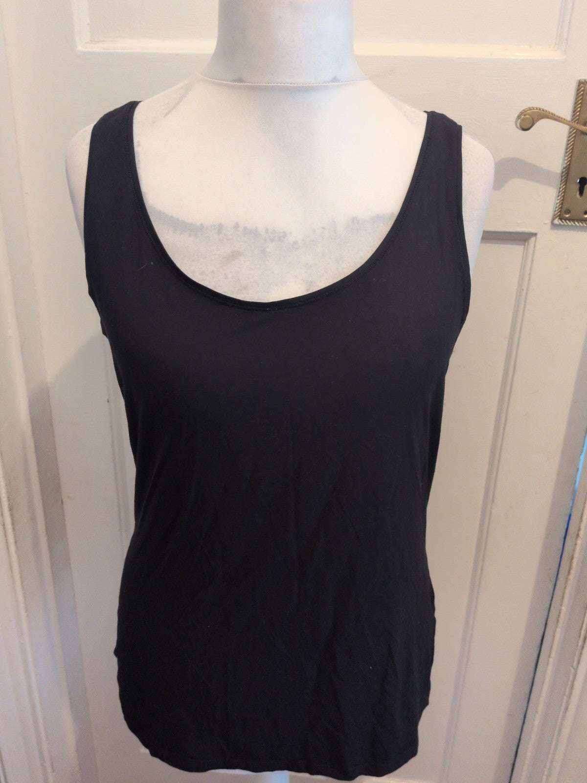 Ladies Marks And Spencer Size 18 Black Sleeveless Swing Vest T-shirt