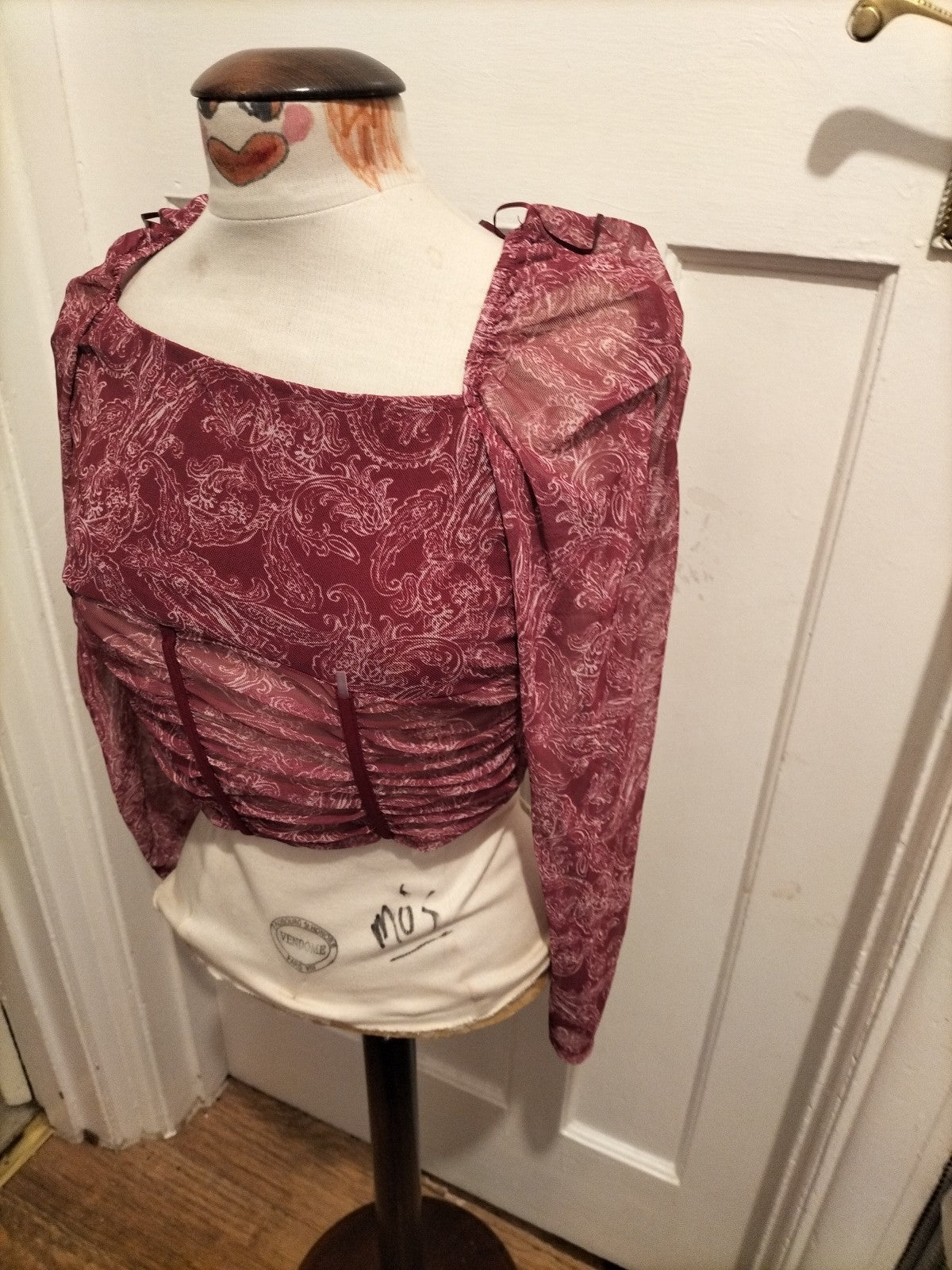Ladies Select Size Medium Purple See Through Cropped Top