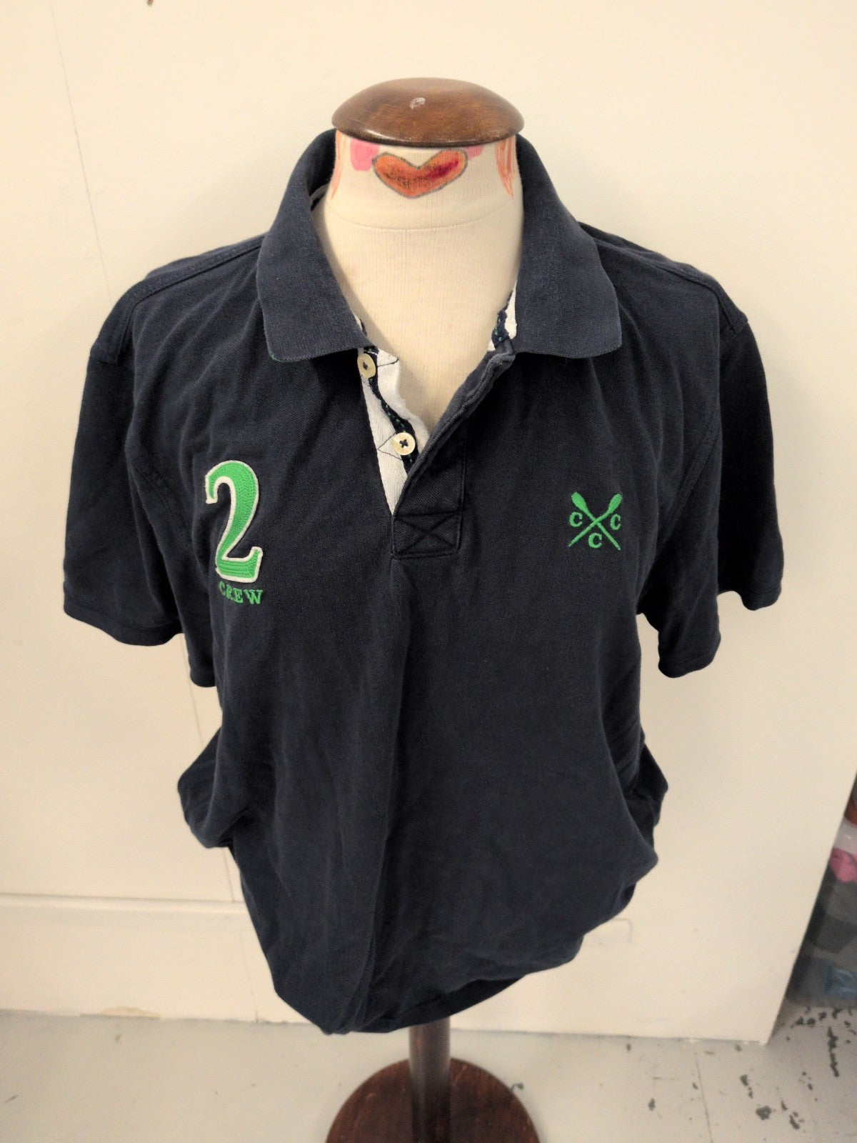 Crew Clothing XL Navy And Green Short Sleeve Polo