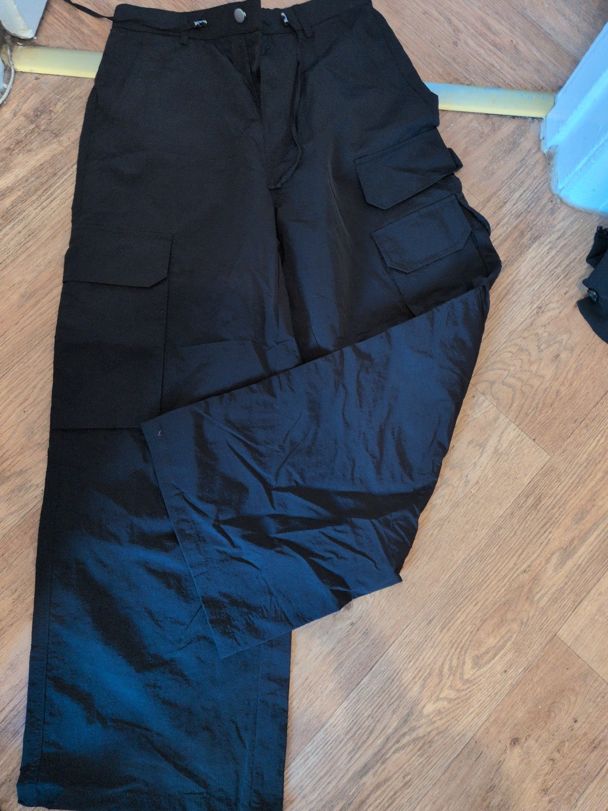 Medium Black Cargo Straight Leg Trousers Ladies