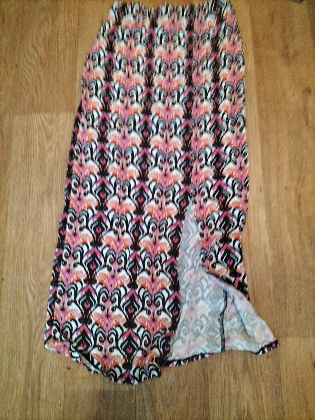 Ladies Primark Size 12 Purple Orange Split Hem Elasticated Skirt