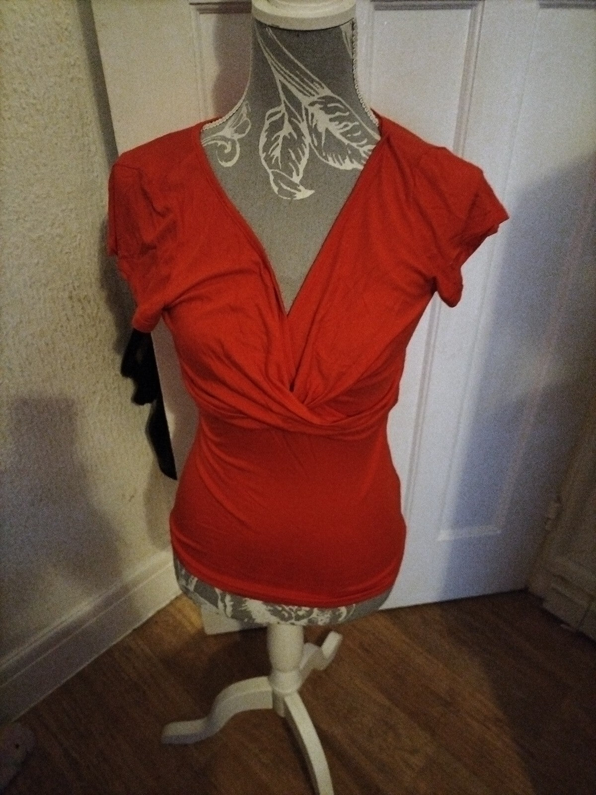 Ladies Redoute Size 6/8 Red Short Sleeve Blouse