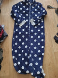 Ladies Classic 18-20 Navy And White Spotted All In One Fluffy