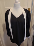 Ladies Size XL Black With White Trim Blouse